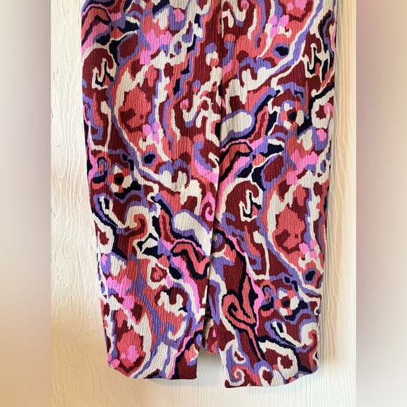 ba&sh Pleated Midi Multicolour Printed Textured Crepe Crinkle Short Sleeve Dress - Picture 8 of 17